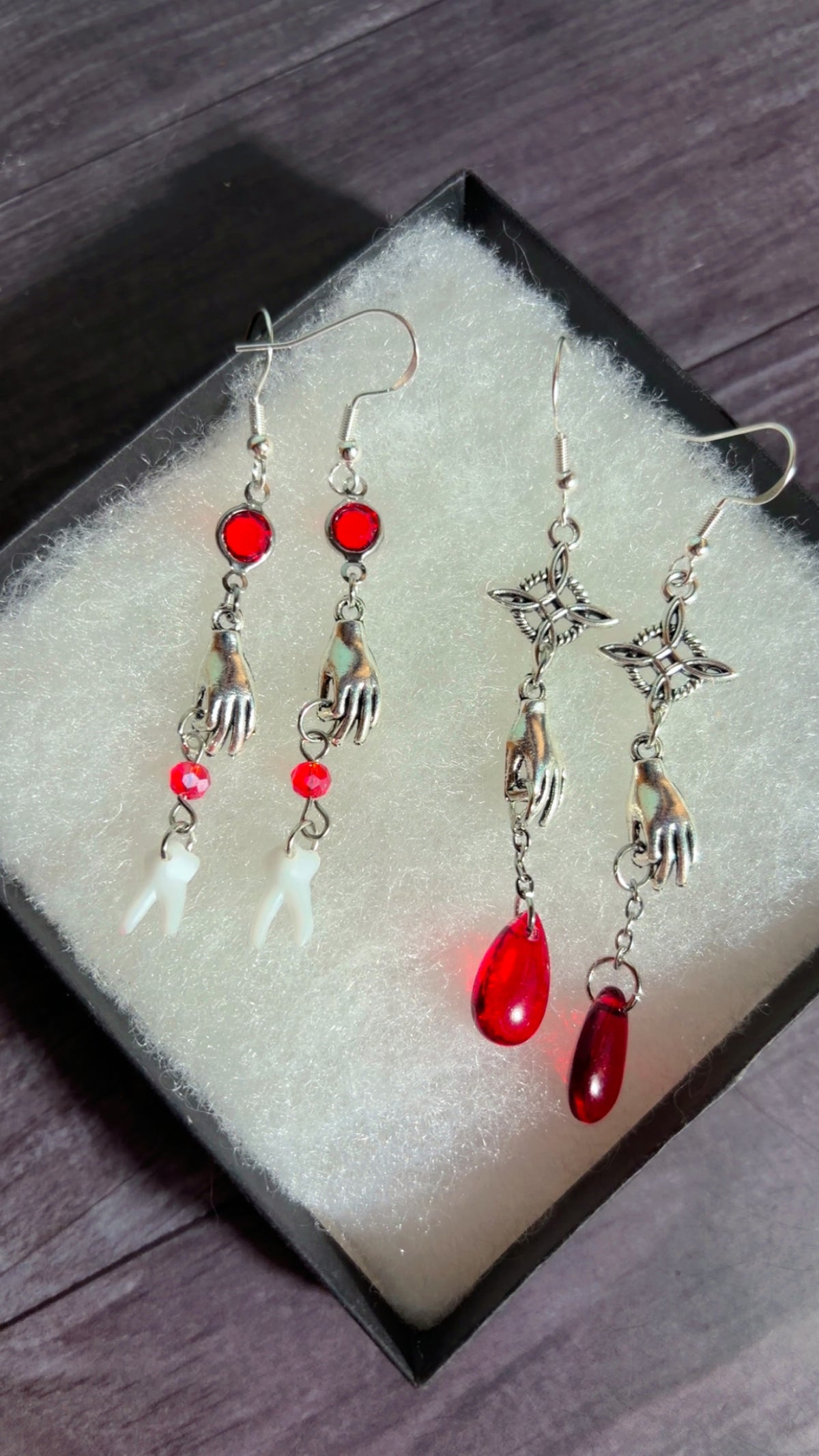 Handmade horror hand earrings