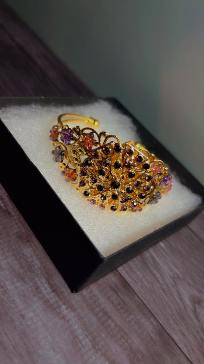 Handmade adjustable rhinestone cuff bracelet
