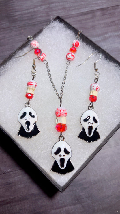 Handmade screaming ghost face set with shark vertebrae
