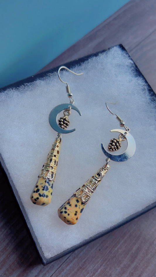 Handmade Dalmatian jasper gemstone earring