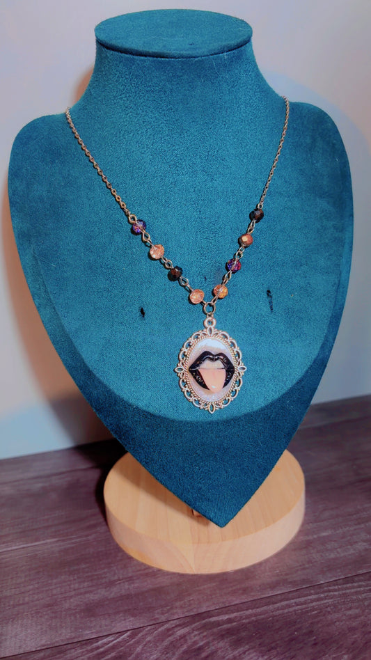 Handmade punk style cameo necklace