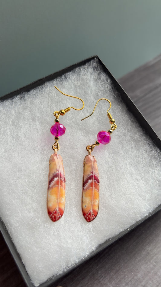 Handmade feather earrings