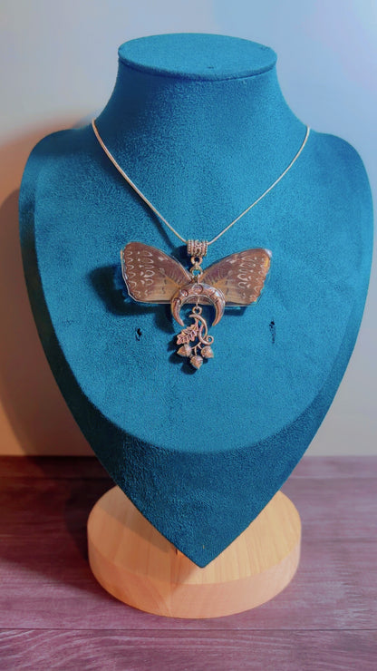 Handmade double sided real butterfly wing necklace