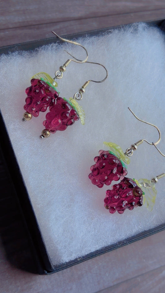 Glass blackberry earrings