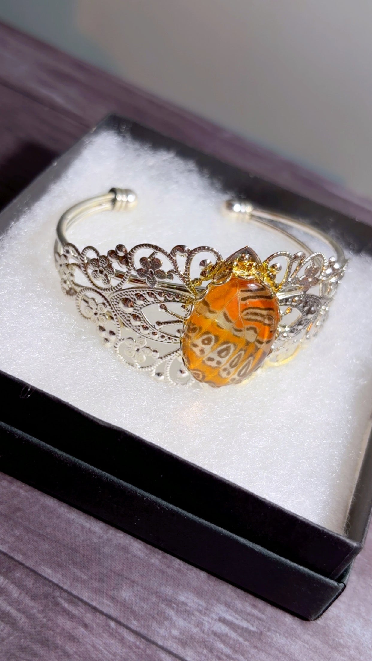 Handmade real butterfly wing adjustable cuff