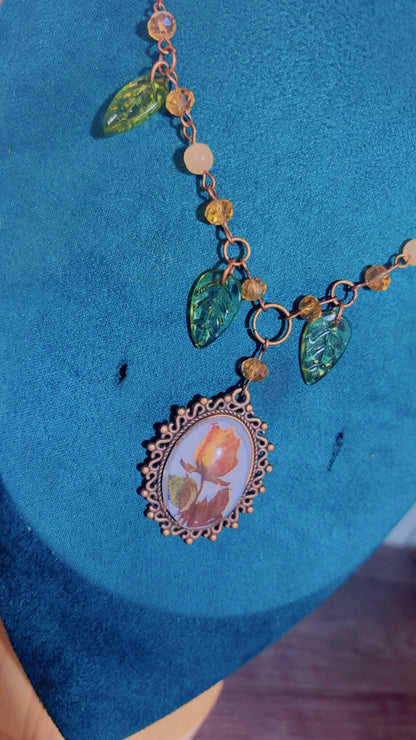 Handmade rose cameo necklace