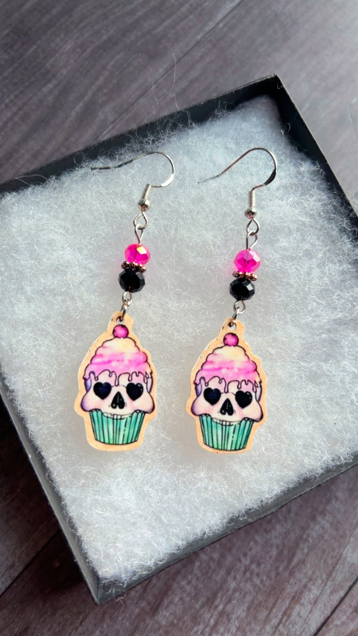 Handmade skull sundae earrings