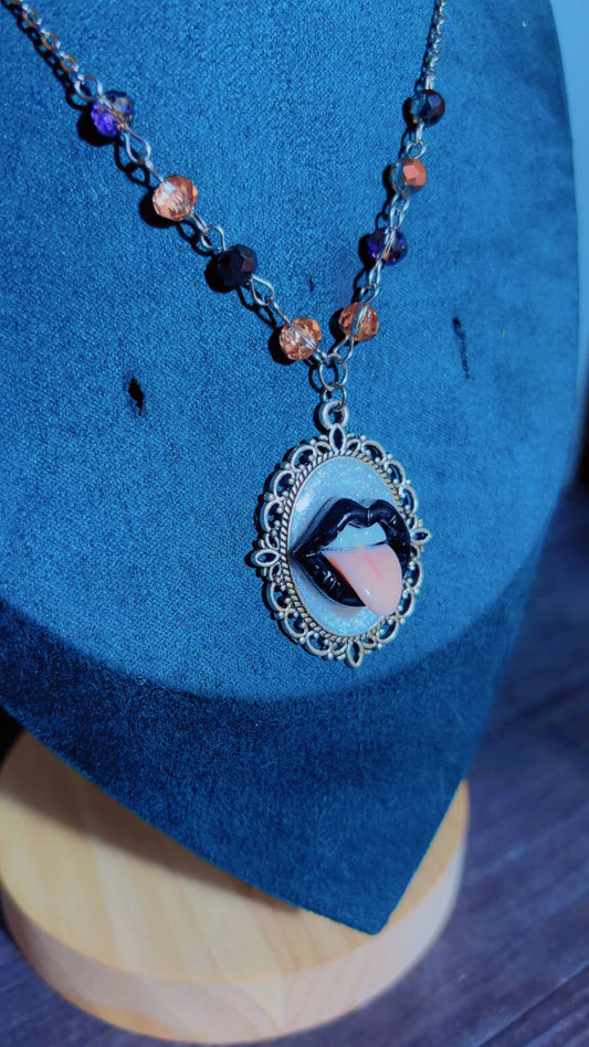 Handmade punk style cameo necklace