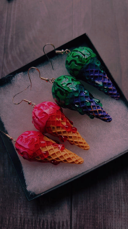 Handmade brains icecream earrings