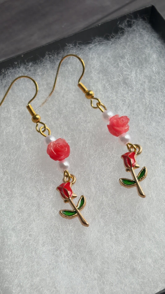 Handmade rose earrings