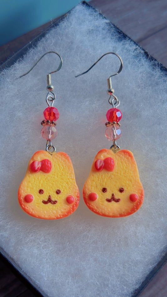 Handmade bunny toast earrings