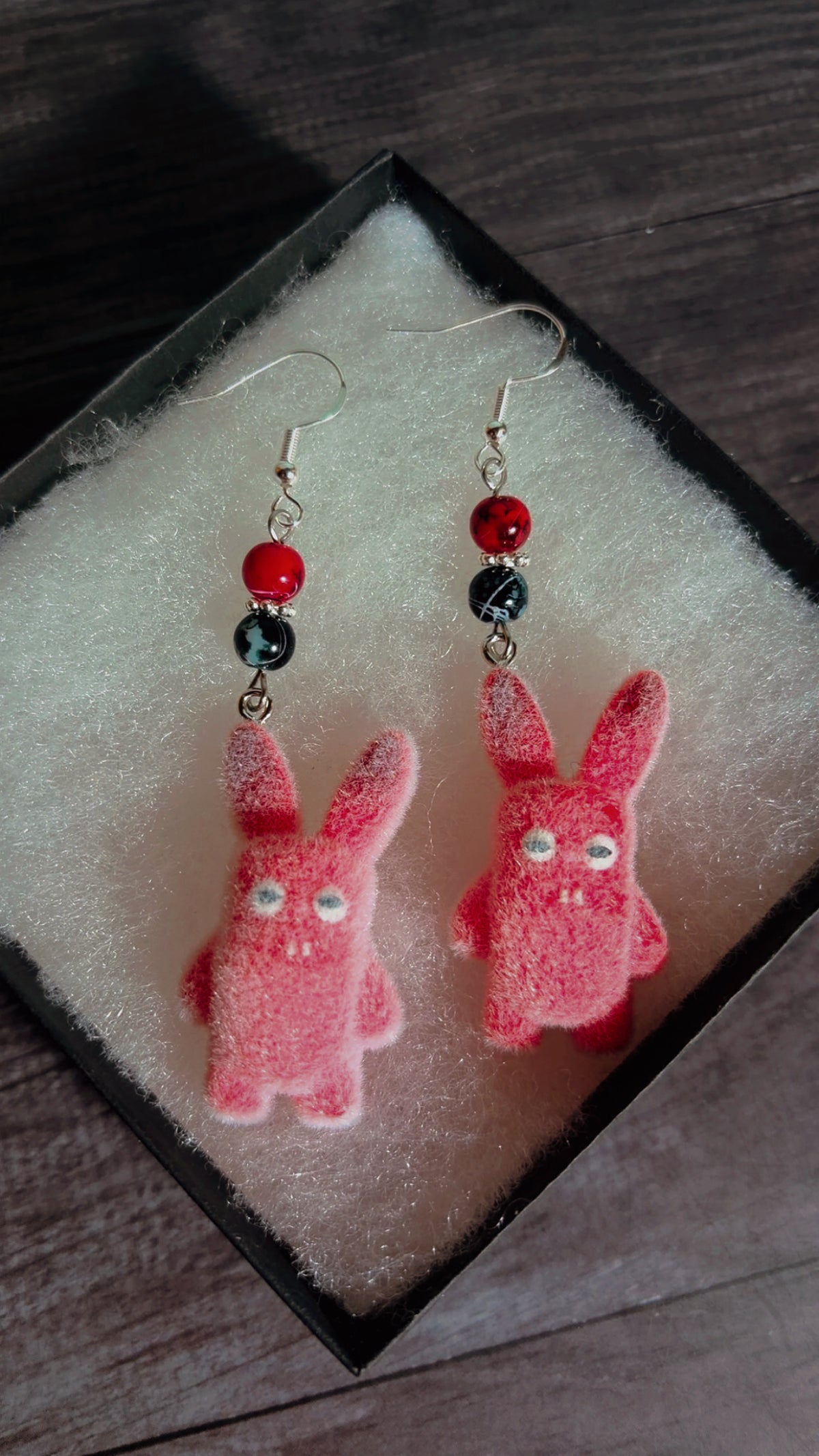 Handmade fuzzy little monster earrings (fuggler inspired)