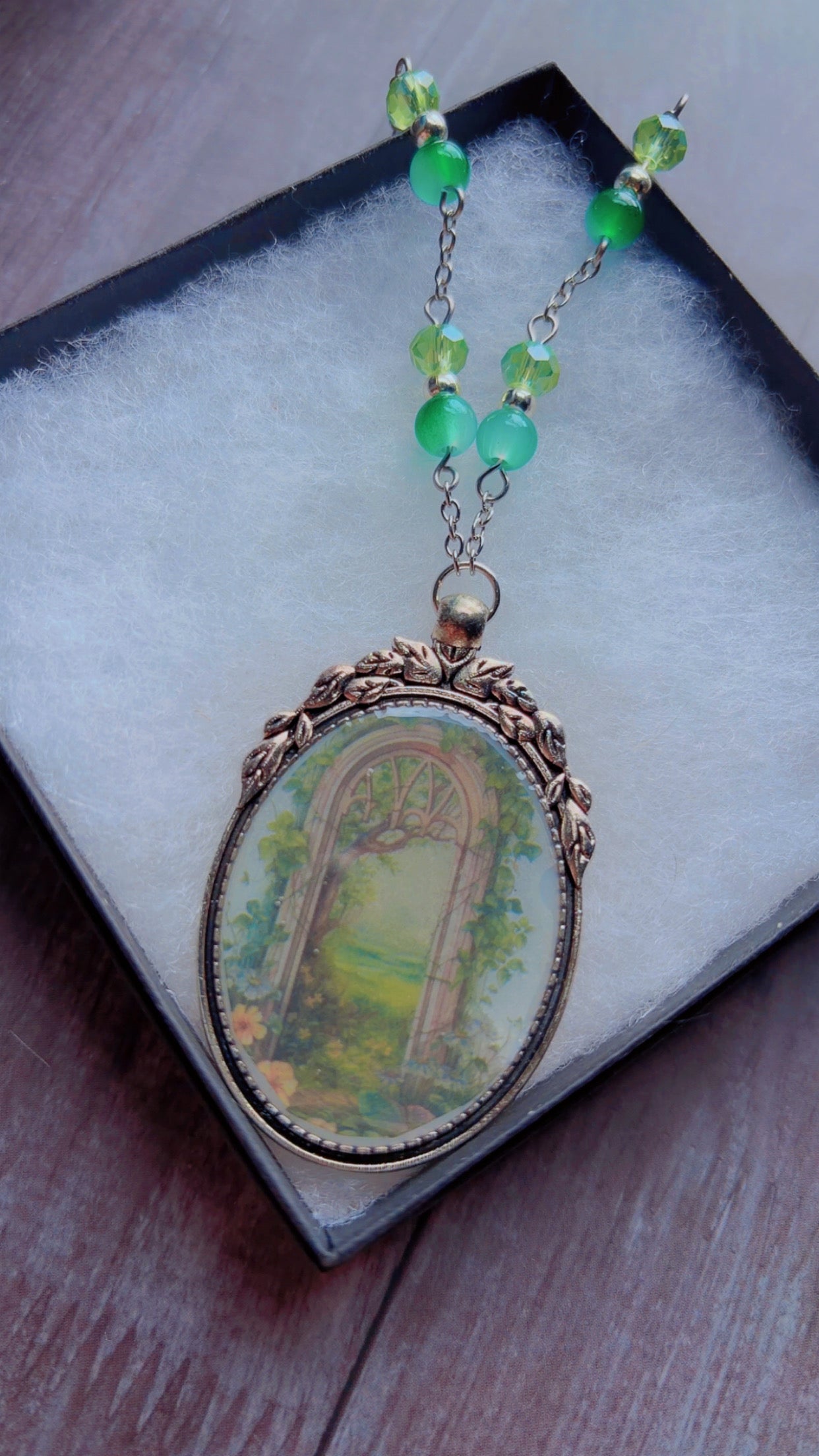 Handmade fairy door cameo necklace