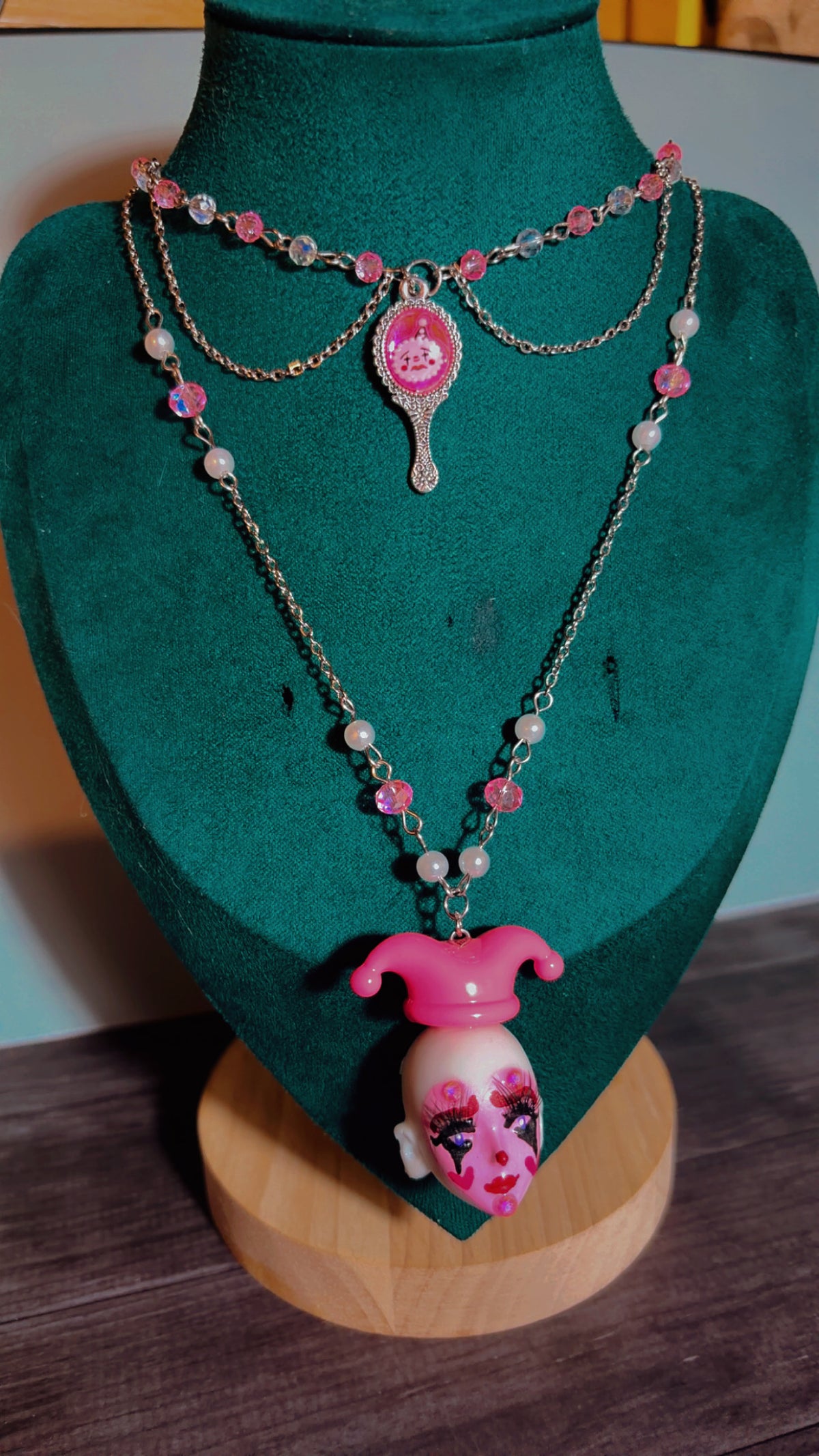 Handmade clown necklace