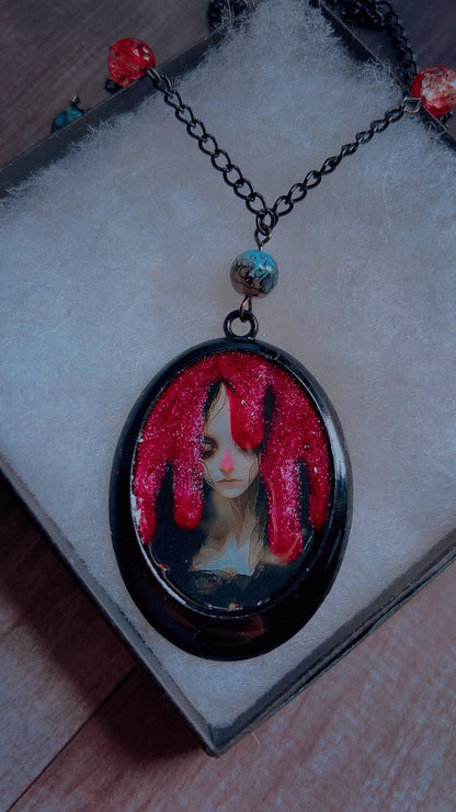 Handmade horror themed cameo necklace