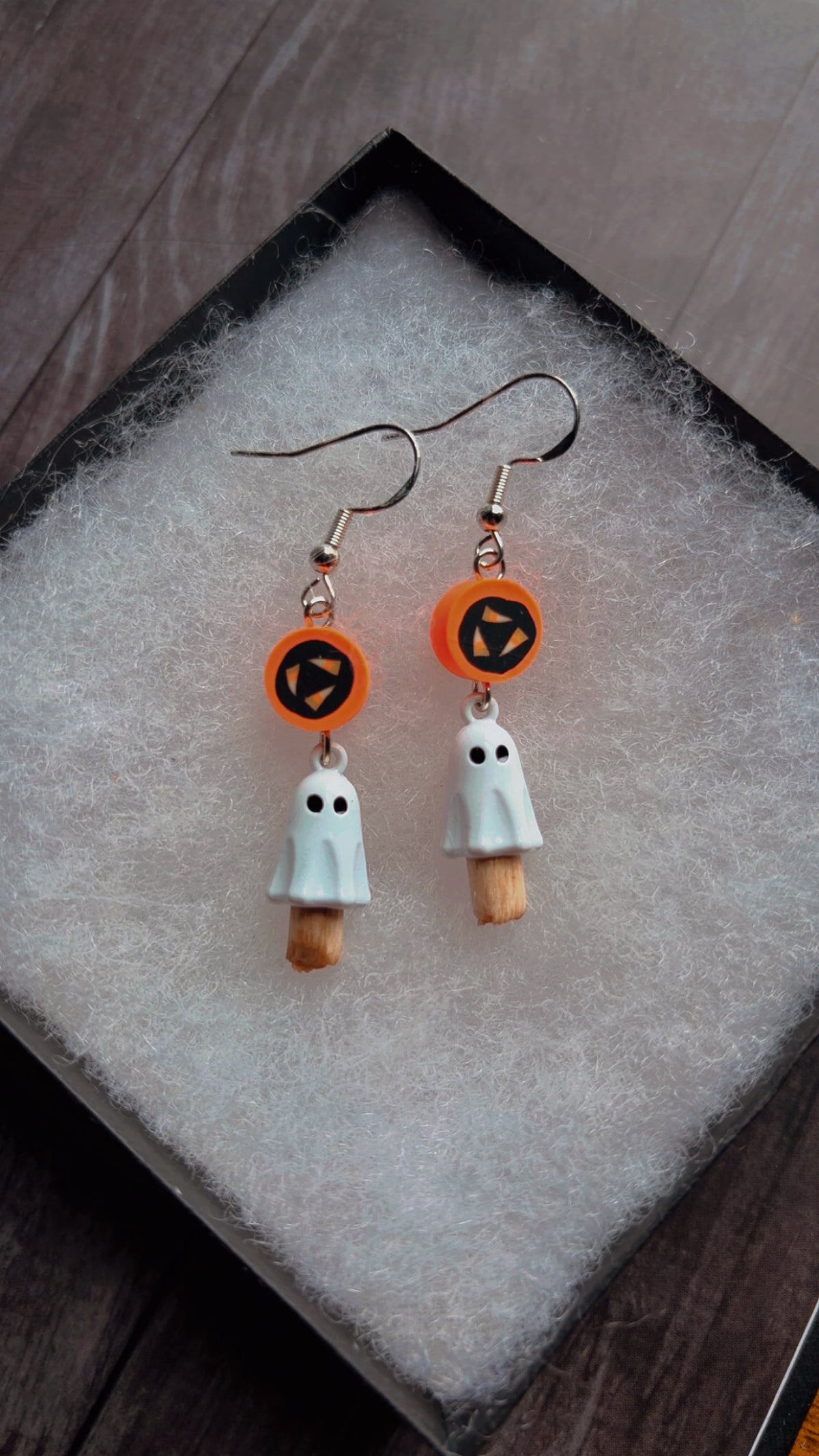 Handmade ghost popsicle earrings