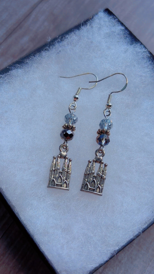 Handmade haunted house earrings