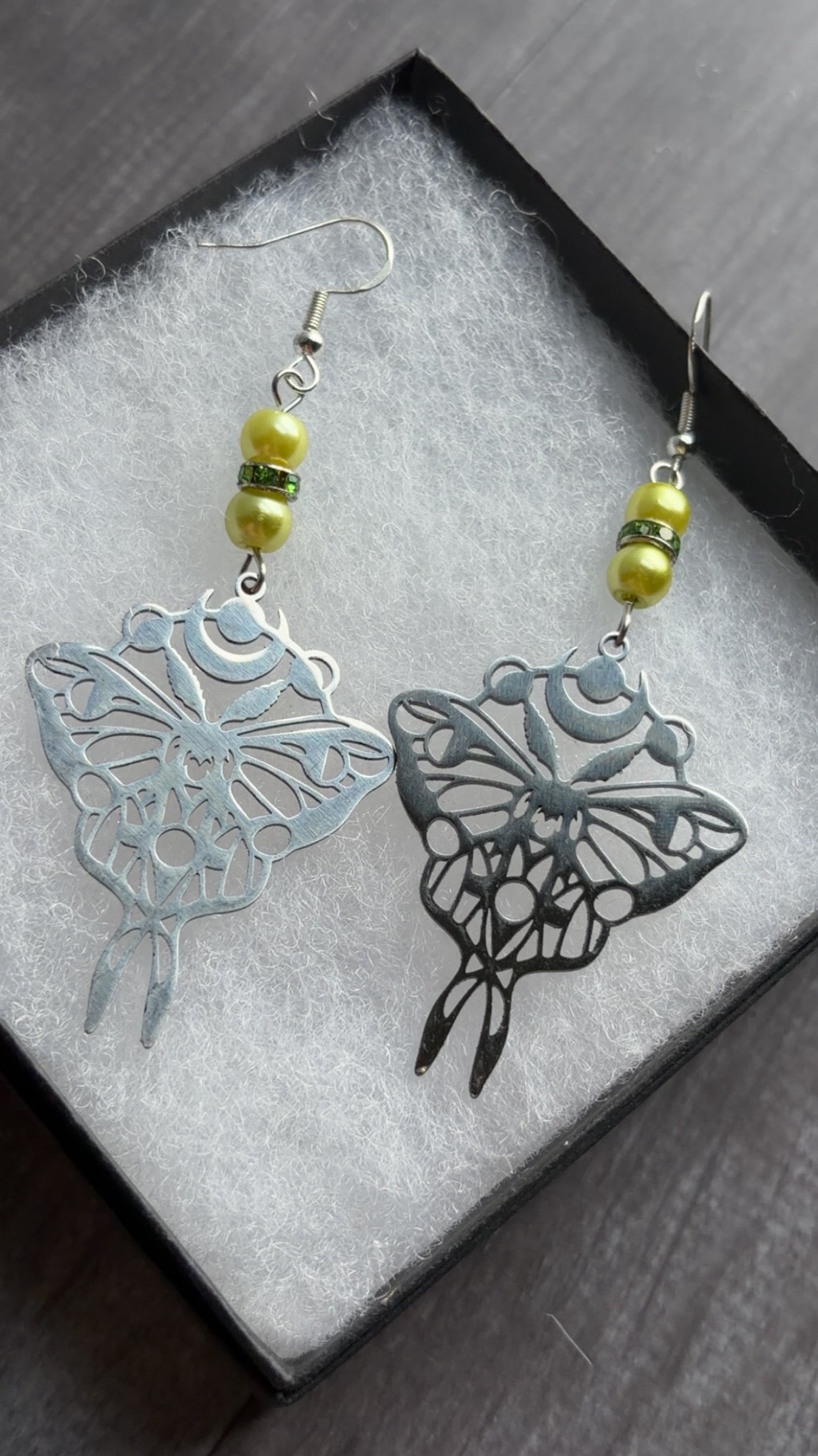 Handmade Luna moth earrings