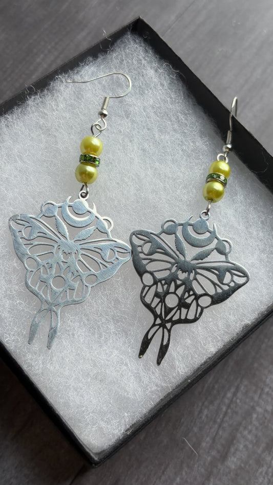 Handmade Luna moth earrings