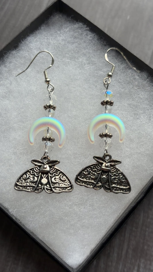 Handmade celestial moth earrings