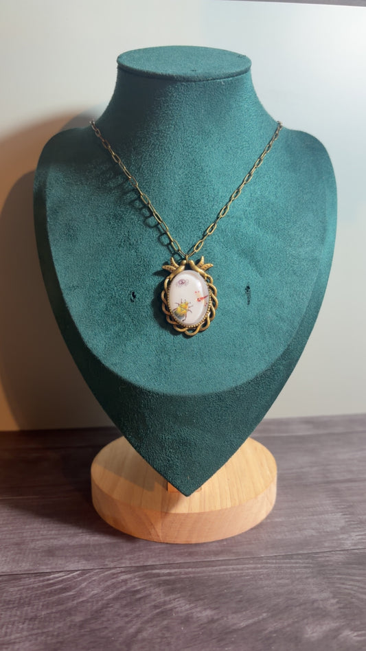 Handmade bug cameo necklace