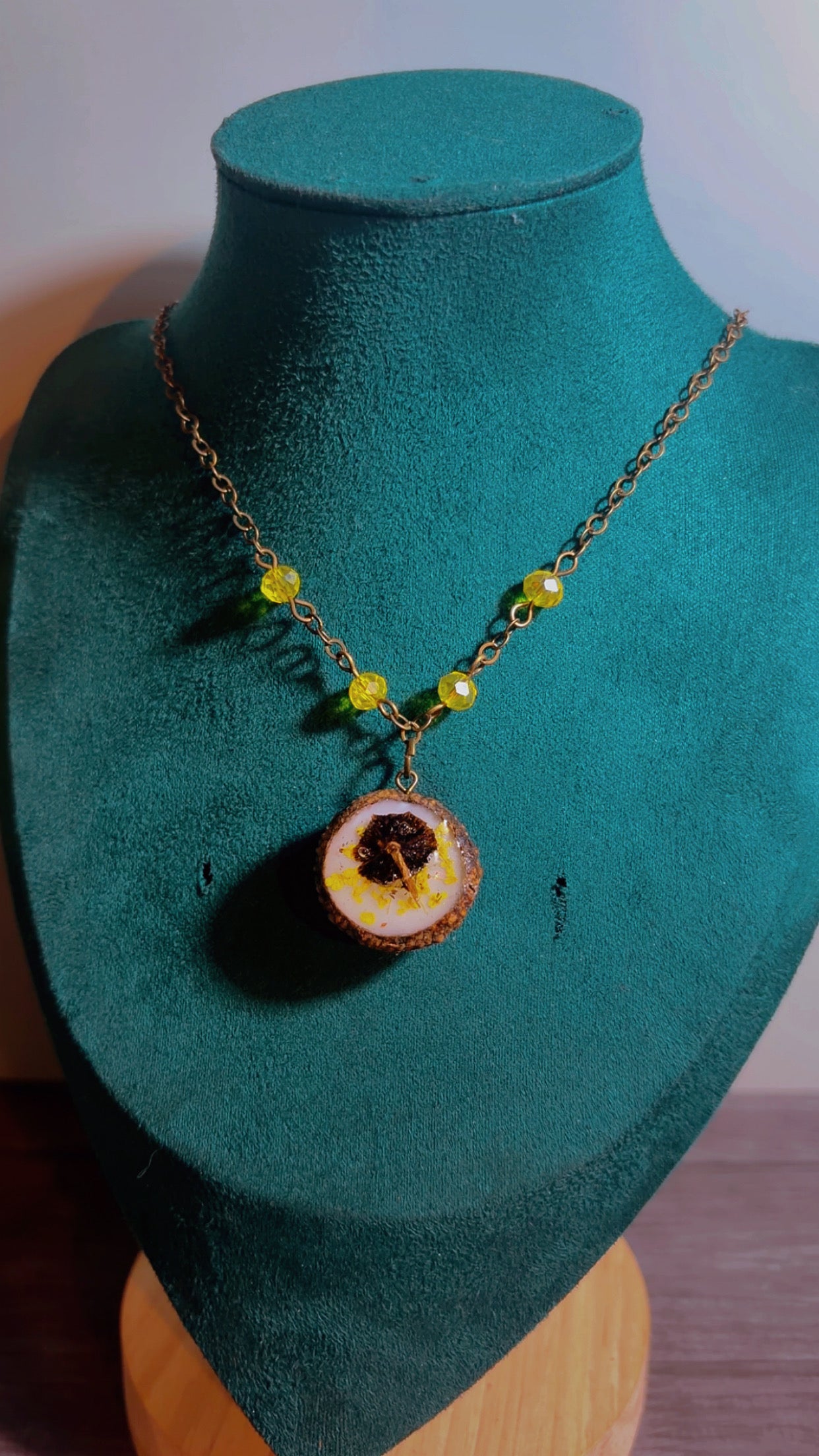 Real acorn cap & mushroom necklace