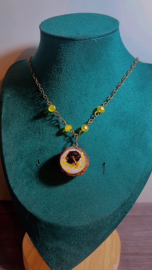 Real acorn cap & mushroom necklace