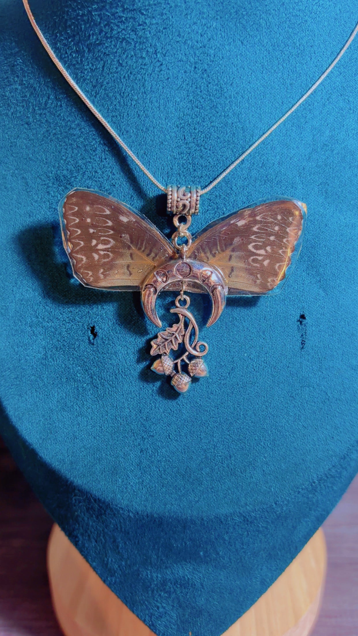 Handmade double sided real butterfly wing necklace