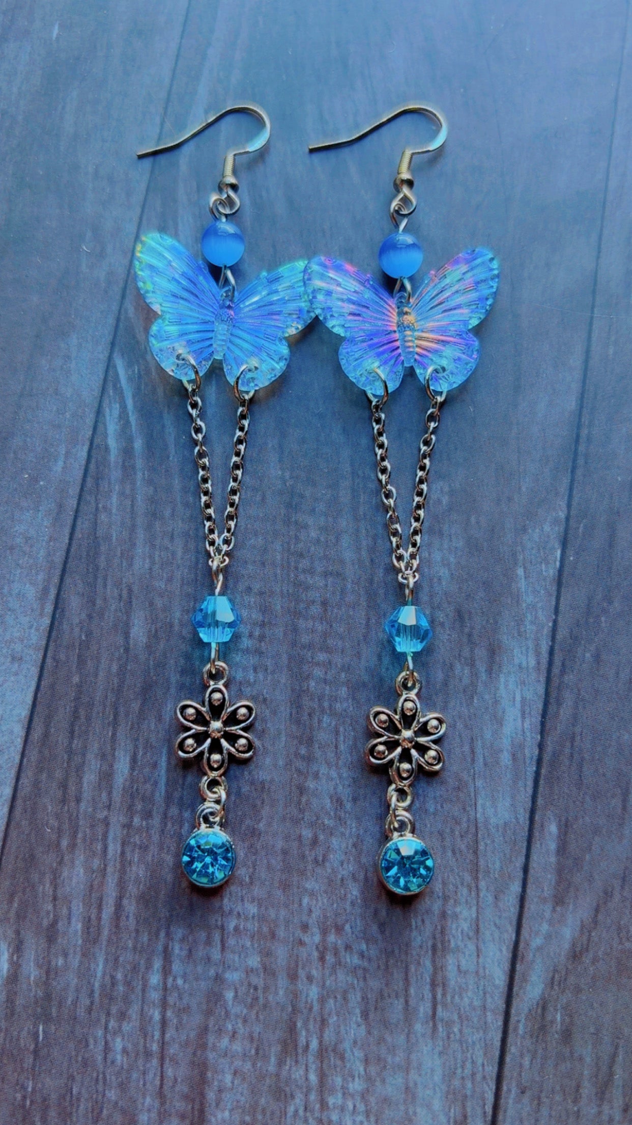Handmade iridescent butterfly earrings