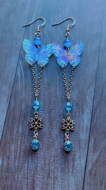 Handmade iridescent butterfly earrings