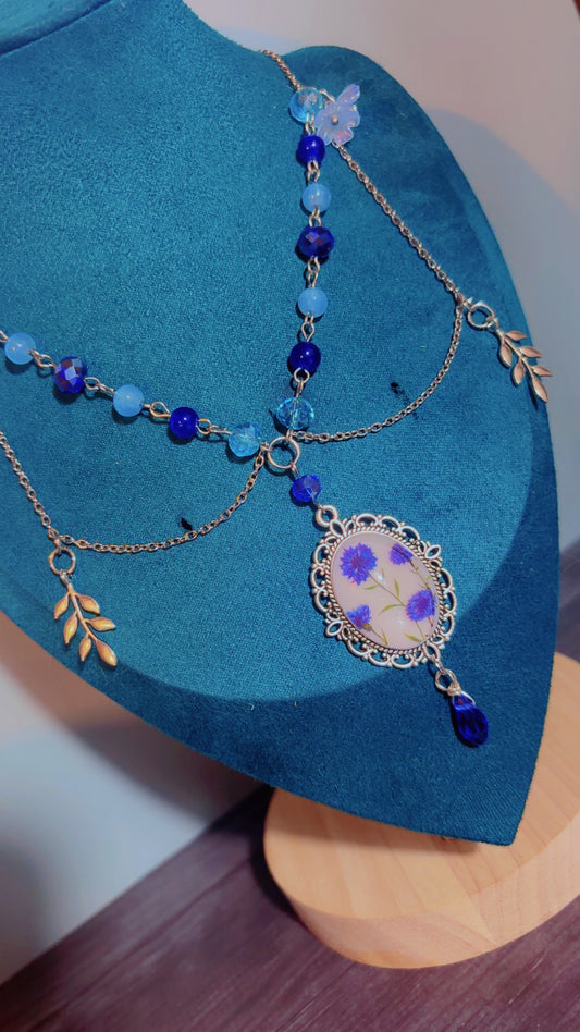 Handmade layered flower garden fairycore cameo necklace