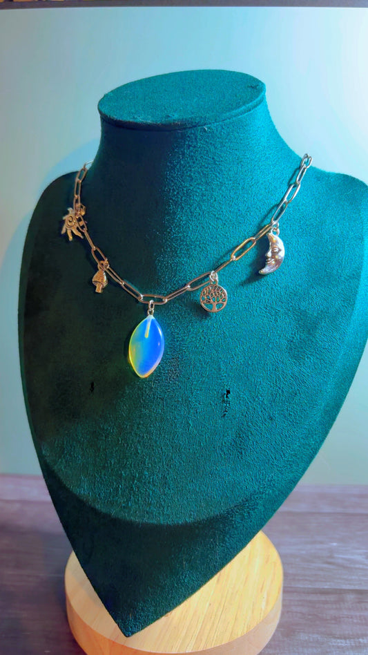 Handmade opalite charm necklace