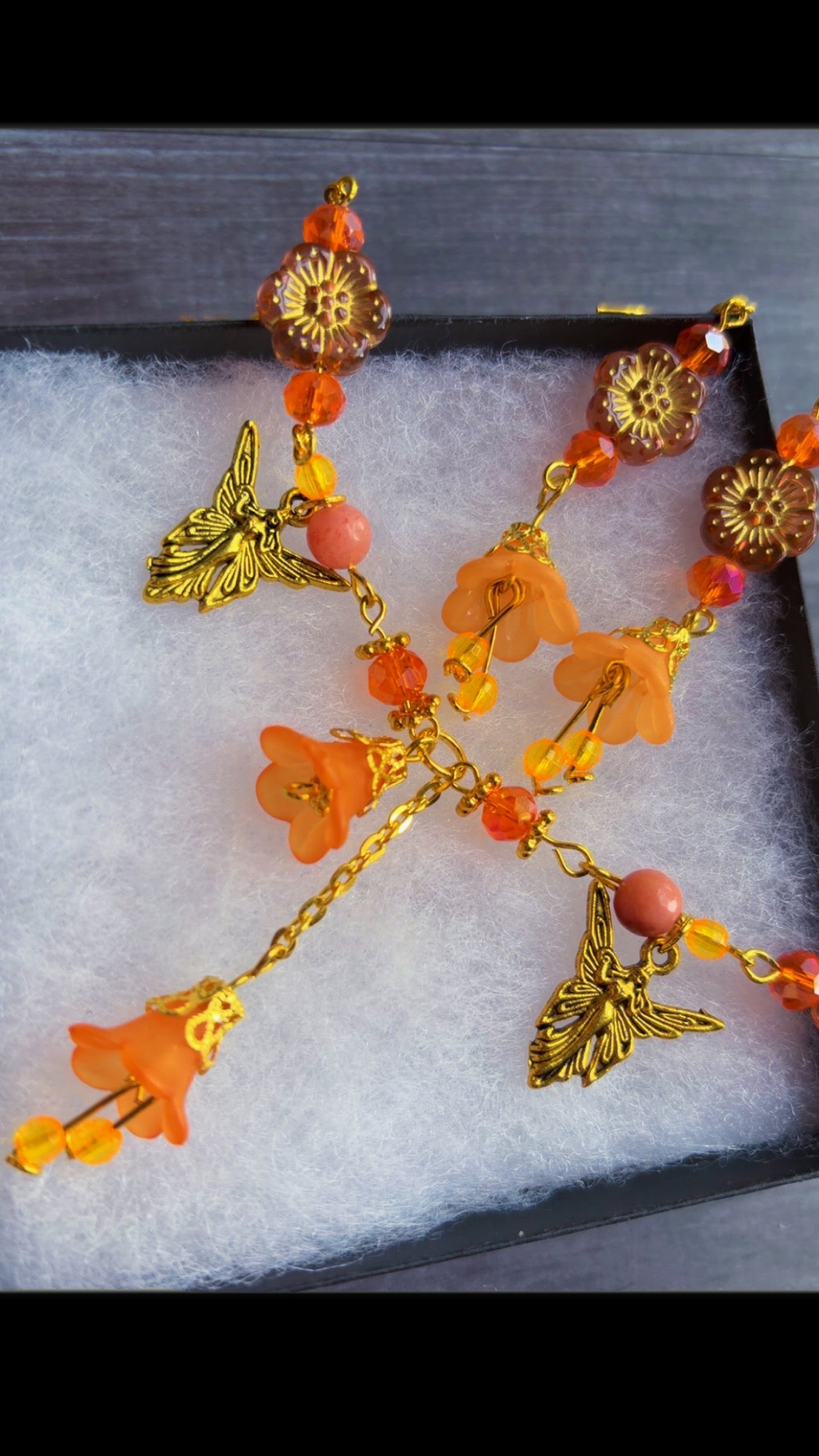 Handmade orange garden fairy set