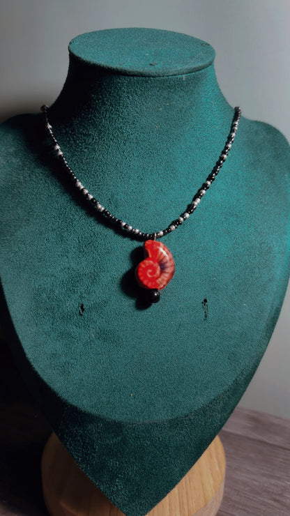 Handmade hippie style glass shell necklace