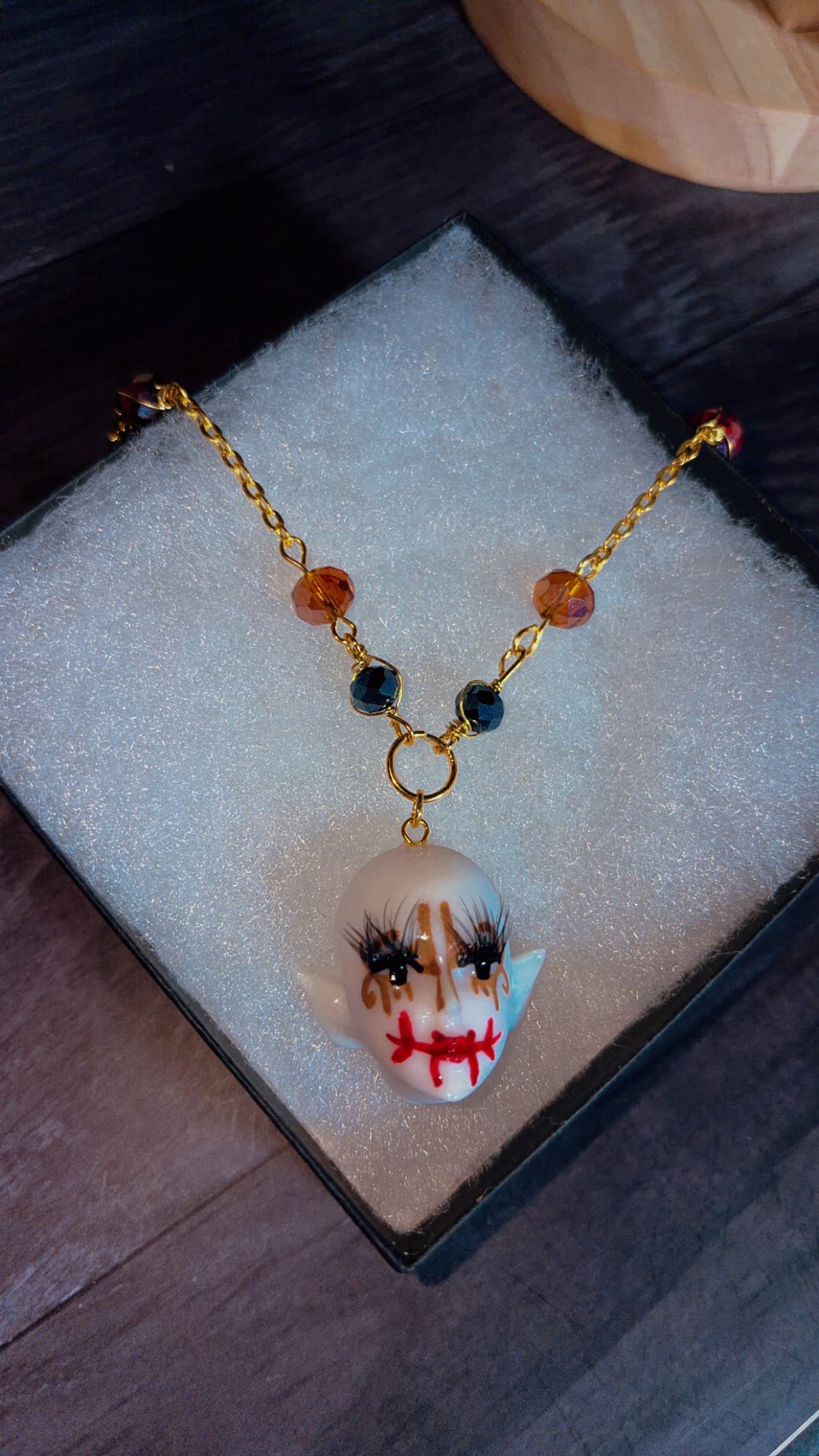 Handmade creepy scarecrow necklace