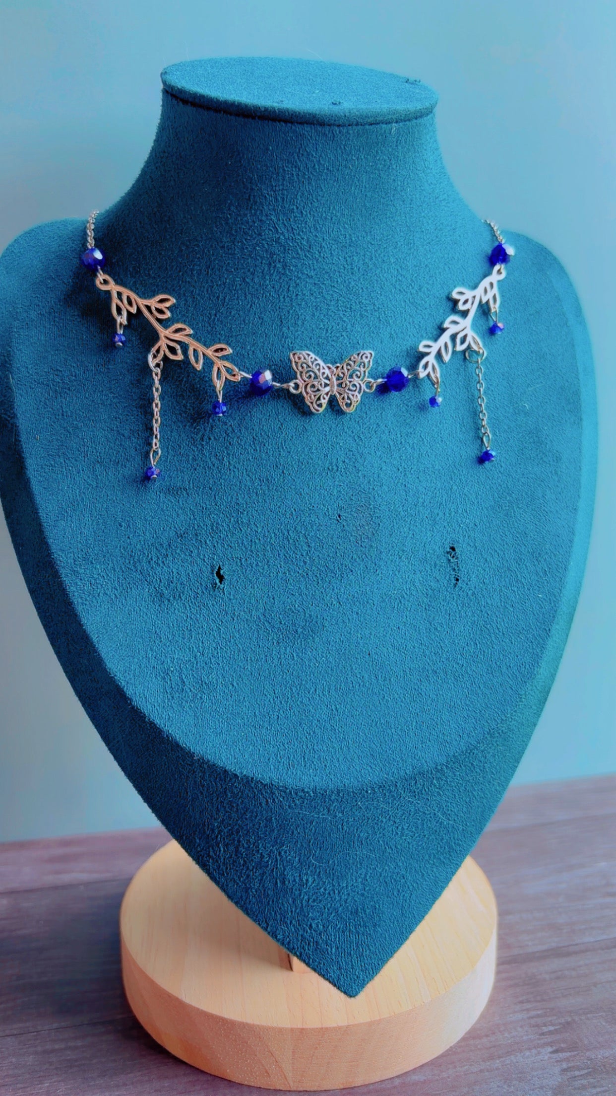 Handmade forestcore butterfly necklace