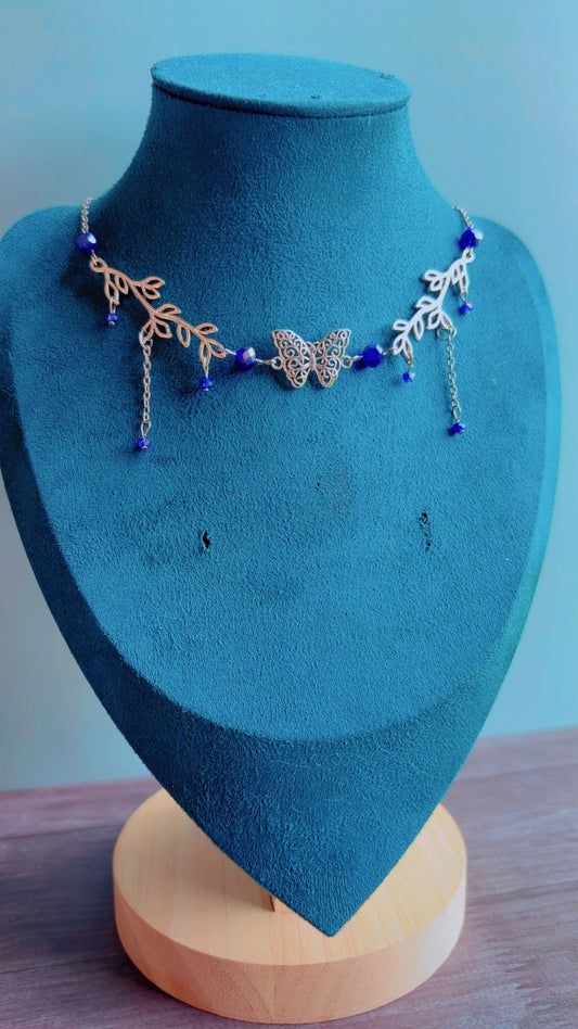 Handmade forestcore butterfly necklace