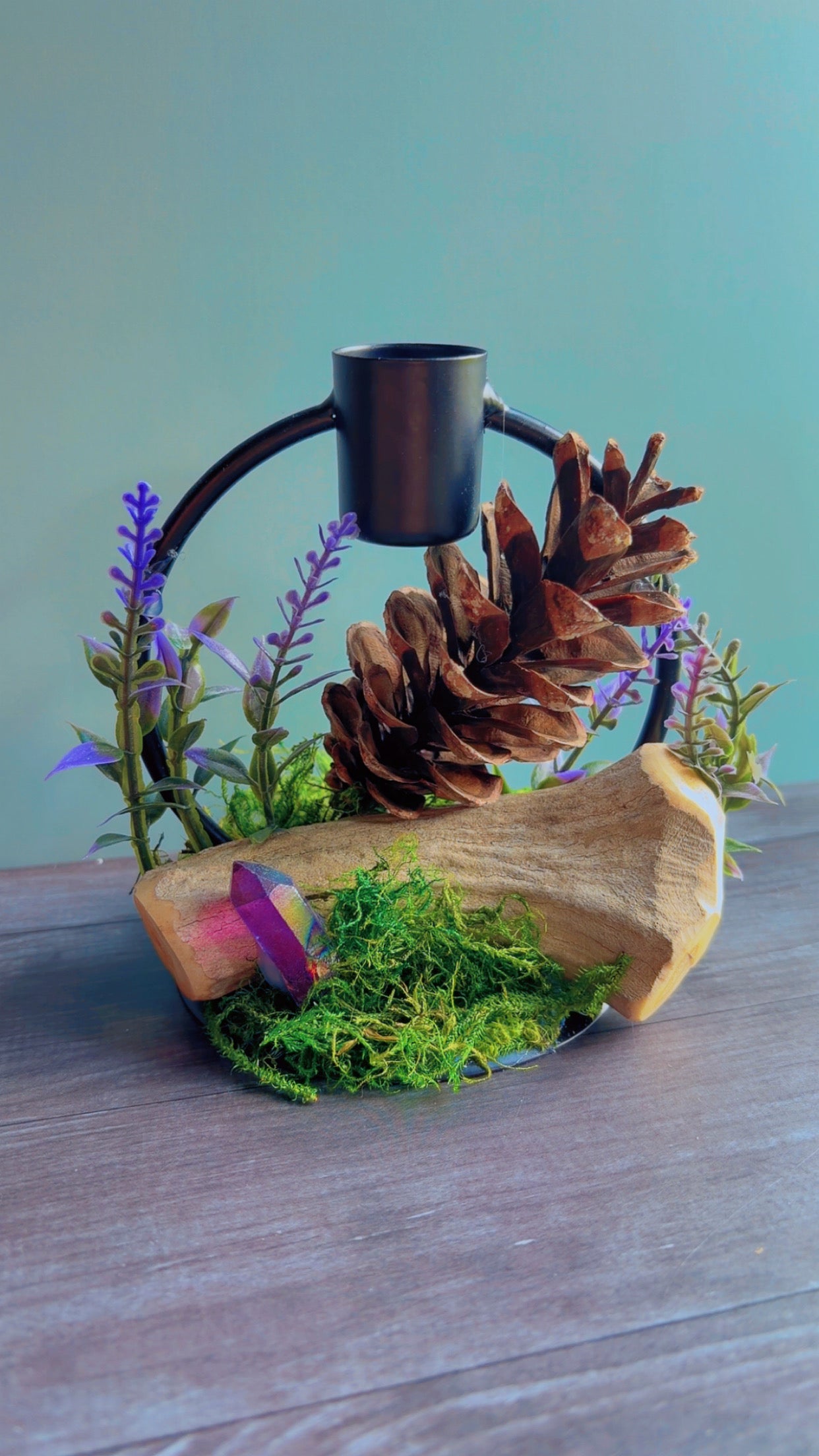 Handmade deer antler candle holder