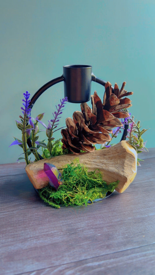 Handmade deer antler candle holder