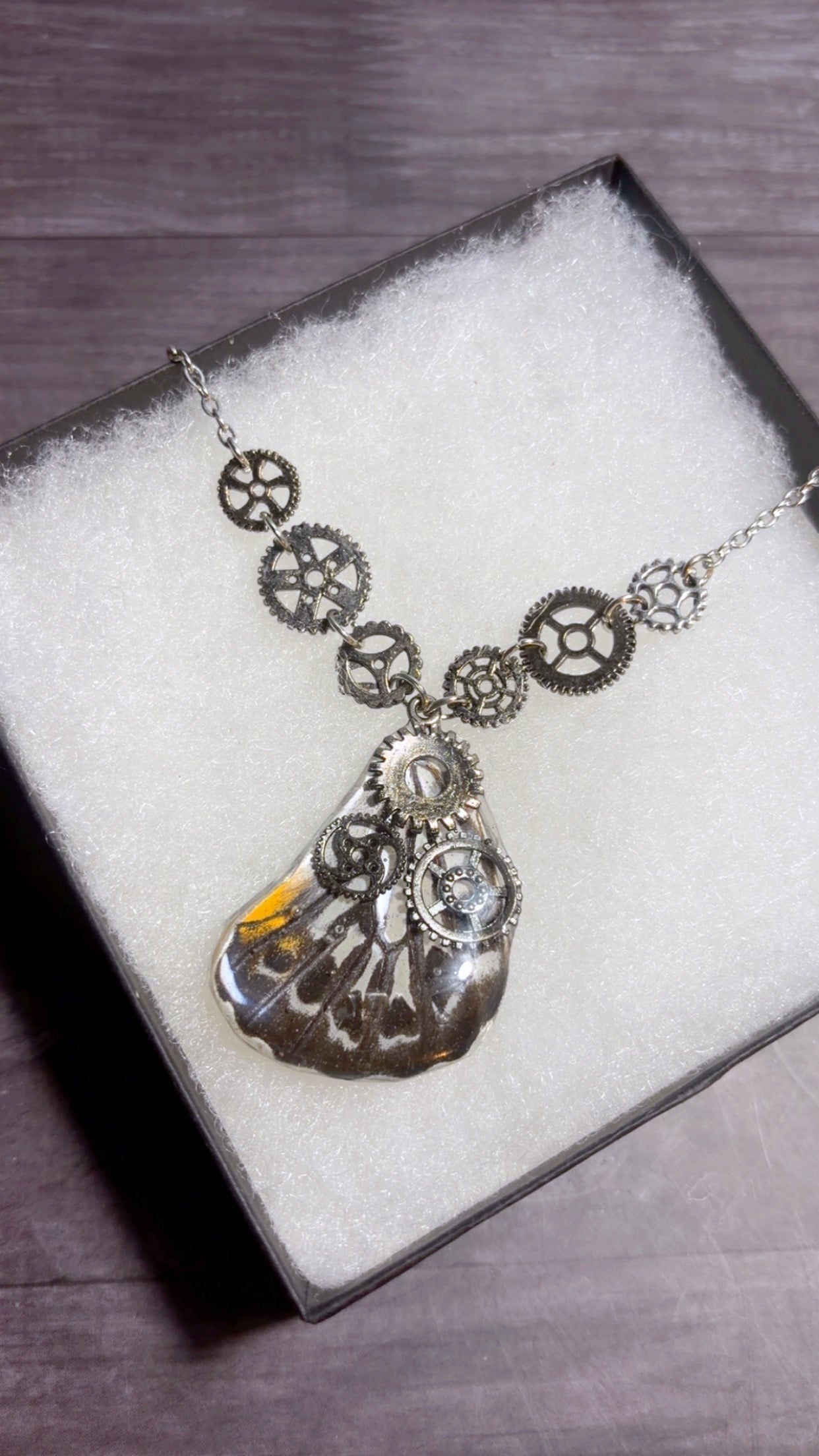 Handmade butterfly wing necklace