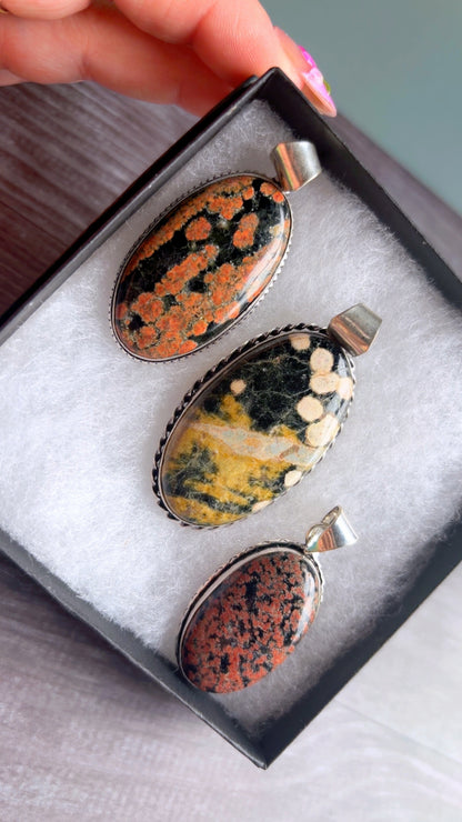 Flower obsidian gemstone  pendants