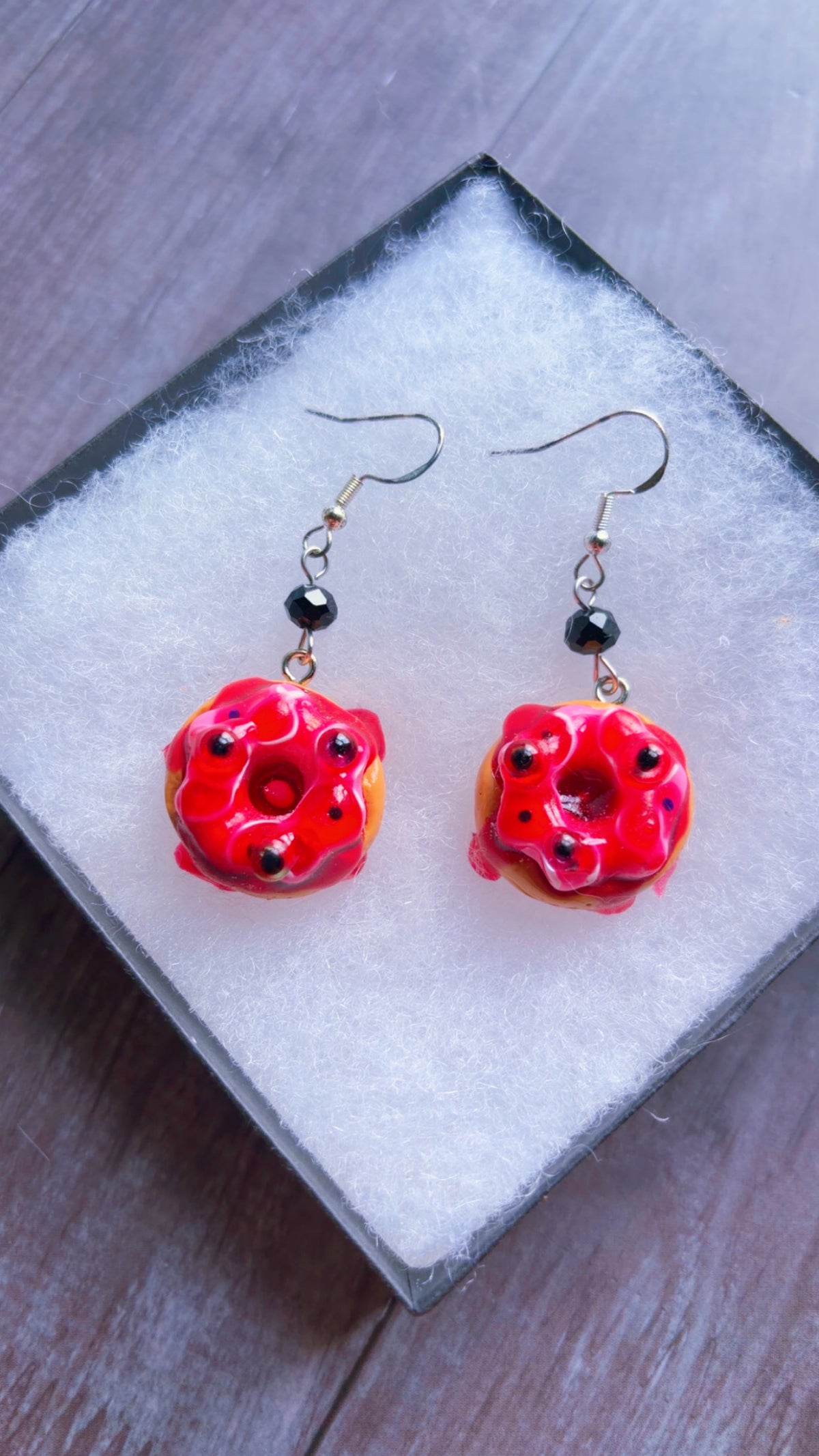 Handmade eye donut earrings