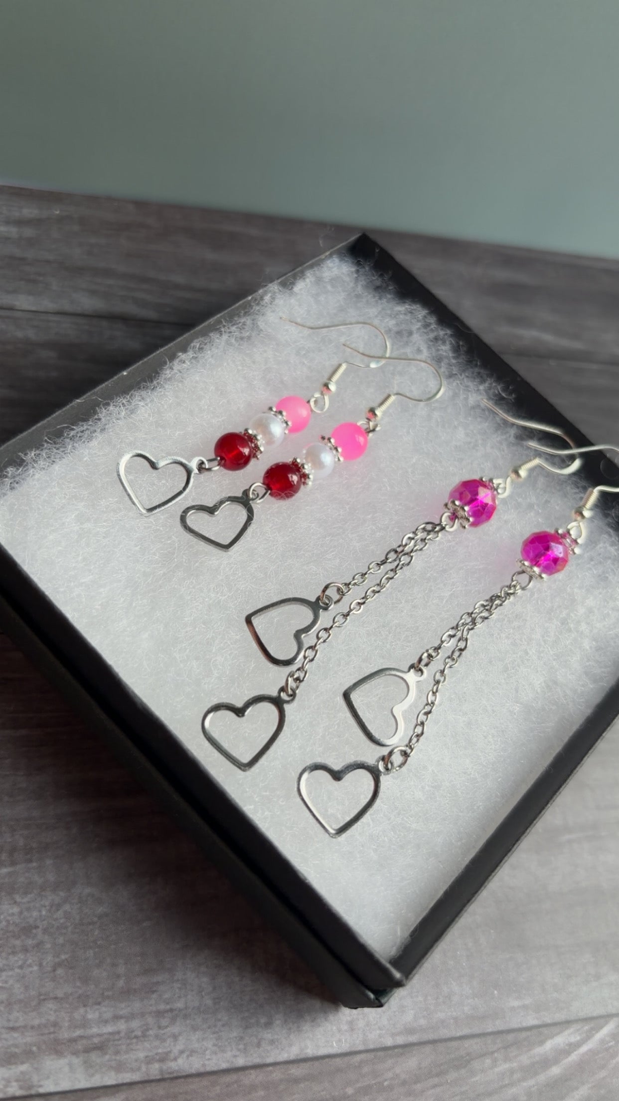 Handmade heart earrings