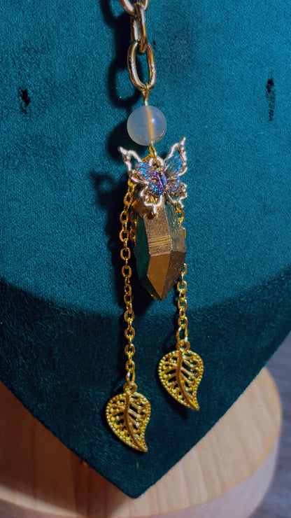 Handmade qura quartz butterfly necklace