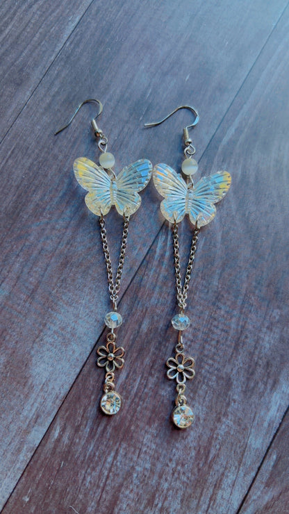 Handmade iridescent butterfly earrings