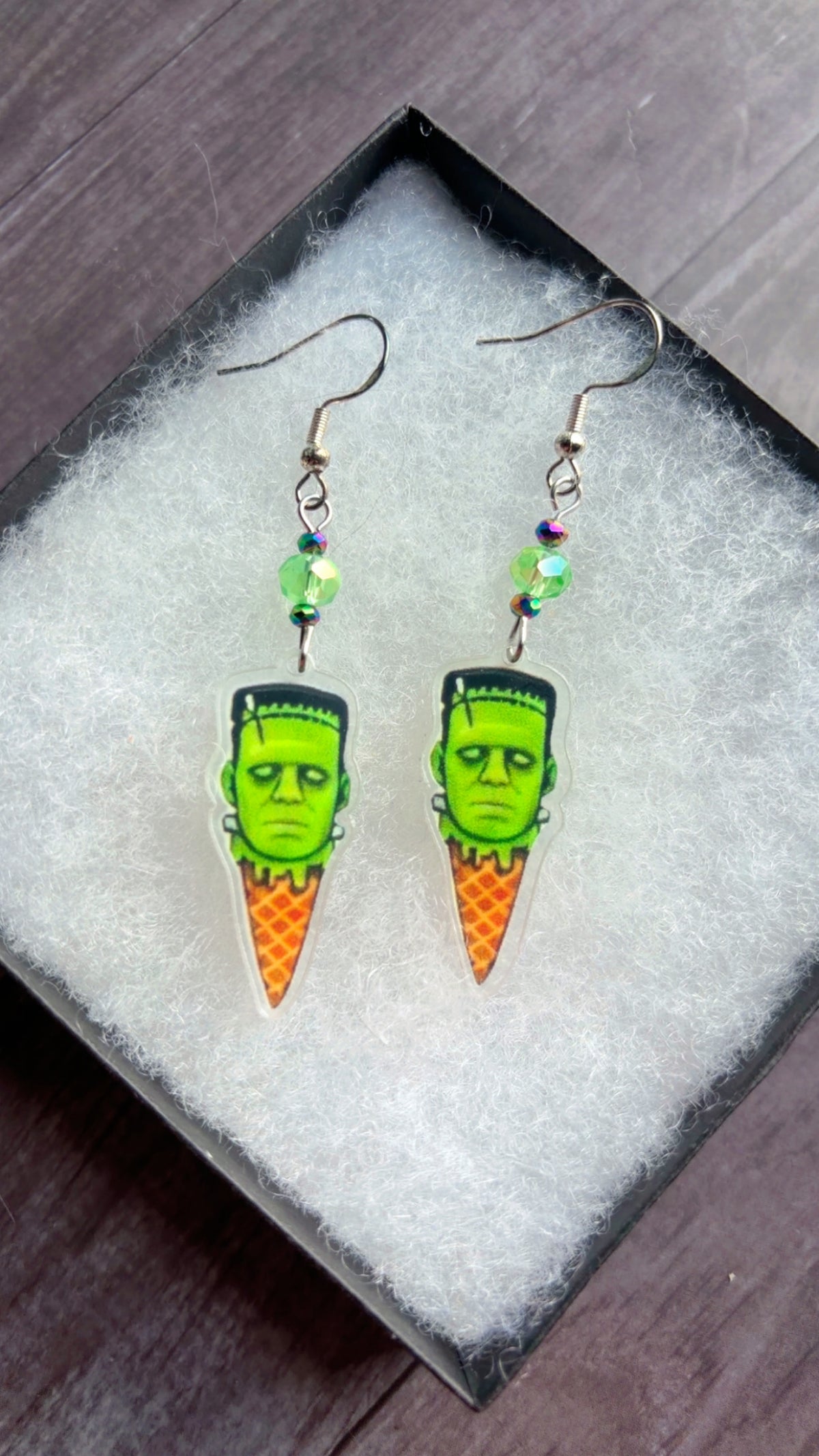 Handmade Frankenstein icecream earrings