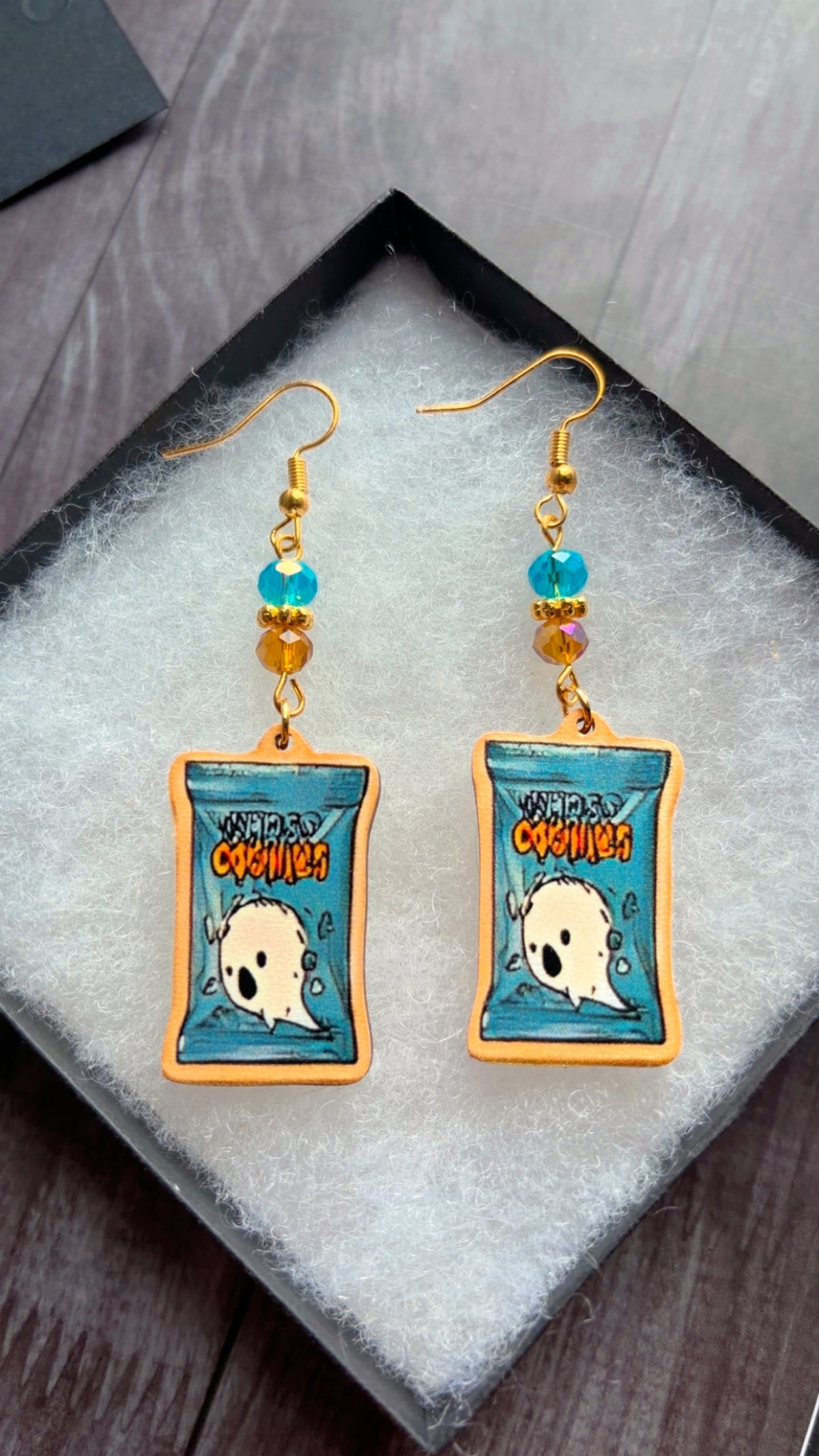 Handmade ghost chip earrings