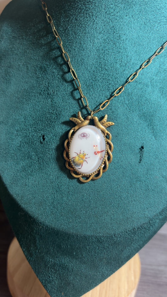 Handmade bug cameo necklace