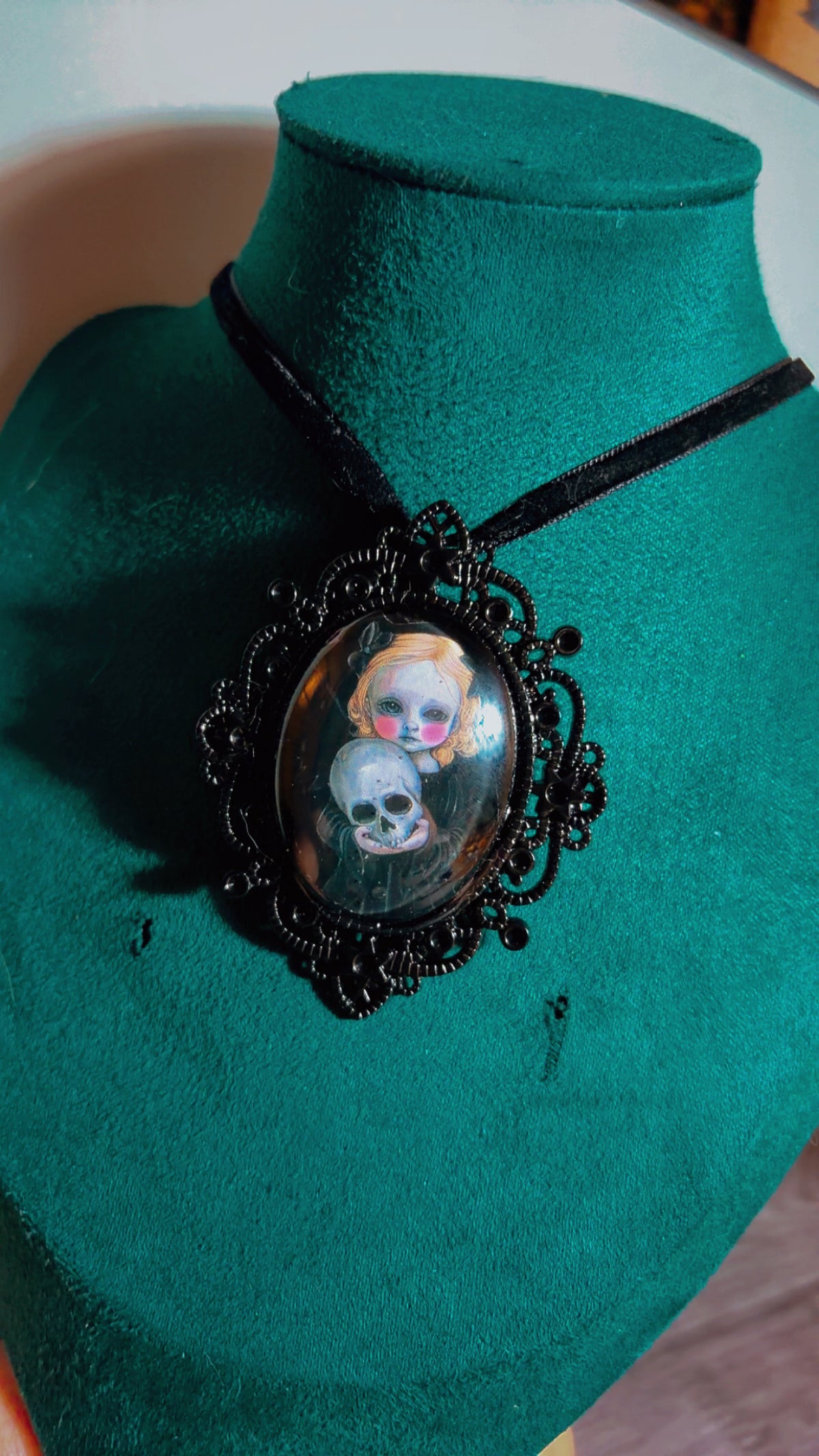 Handmade creepy cameo choker