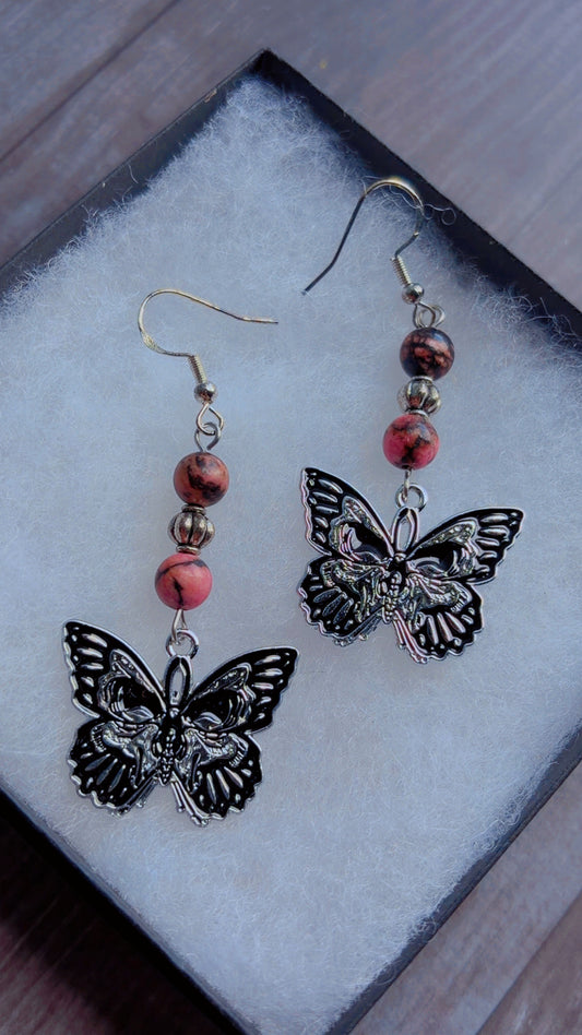 Handmade punk style butterfly earrings